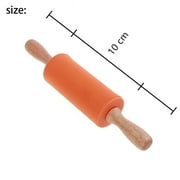 Mini Rolling Pin 2 Pack Kids Size Wooden Handle Rolling Pin Non-Stick Silicone